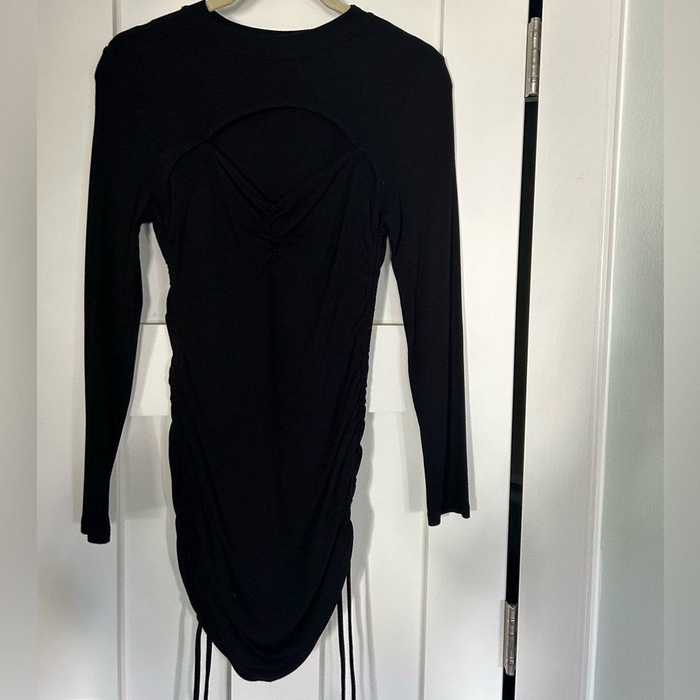 BB Dakota by Steve Madden Rouched long sleeve black mini dress